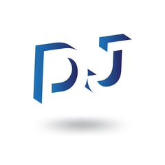 DJ initial letter with negative space logo icon vector template