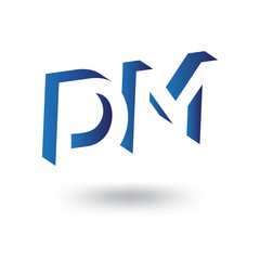 D M initial letter with negative space logo icon vector template