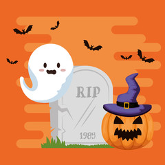 happy halloween card with gosth