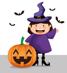 girl dressed up as a witch on halloween