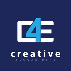 C 4 E initial letter logo icon vector template