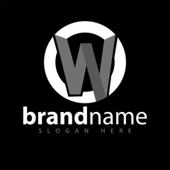 w letter with circle logo icon vector template