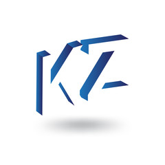 K Z initial letter with negative space logo icon vector template