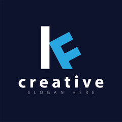 K F initial letter logo icon vector template