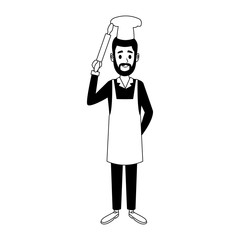 Chef man avatar in black and white