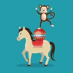 Obraz premium horses and monkeys circus show