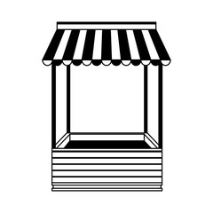 Wooden booth stand in black and white