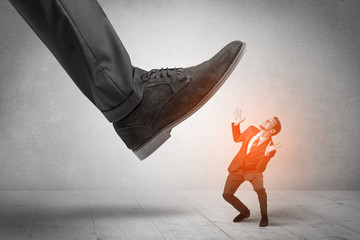 Large formal shoe stepping down young small entrant man
