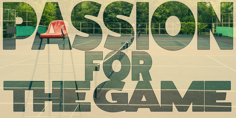 tennis banner texts on top of the courts background concept  a