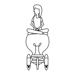 young woman working with bulb launcher