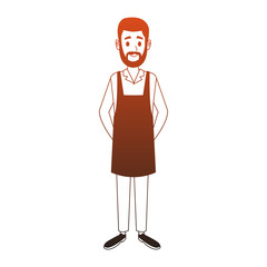 Barista man cartoon orange lines