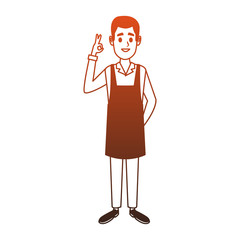 Barista man cartoon orange lines