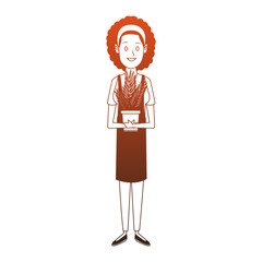 Woman holding plant pot orange lines