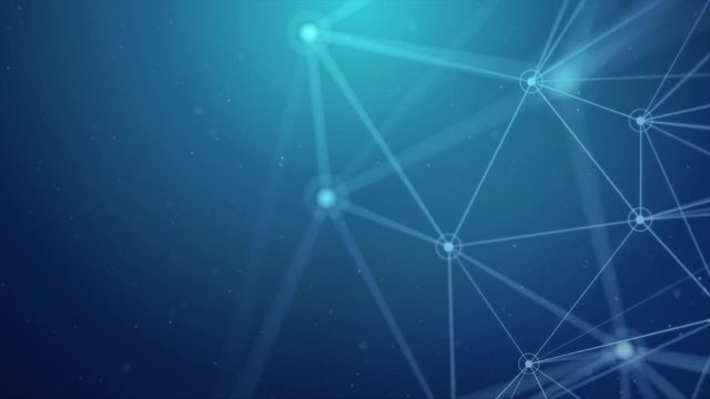 164. Abstract Blue connecting innovation dots and line communication concept. Internet connections, cloud computing, neural network ,molecule DNA, Medical, global Connectivity loop Background.