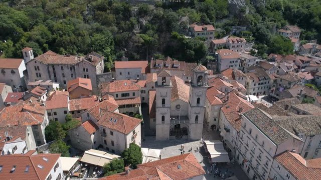 Aerial view of old town Kotor, Montenegro