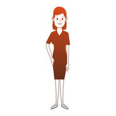 Executive businesswoman cartoon orange lines