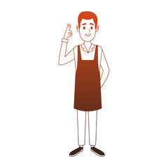 Barista man cartoon orange lines
