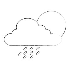 summer sun with clouds and rain drops