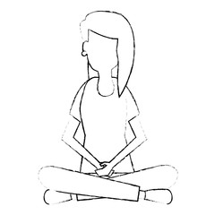 young woman sitting lotus pose