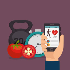 smartphone with healthy lifestyle icons