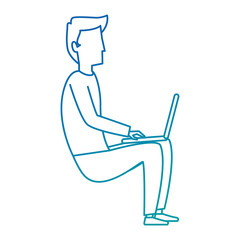 young man working with laptop