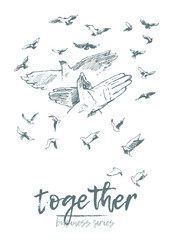Business concept hold hands spirit together vector