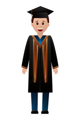 graduate man with graduation robe