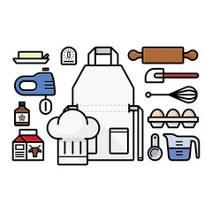 Collage of baking utensils