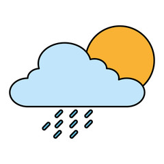 summer sun with clouds and rain drops