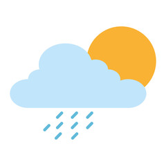 summer sun with clouds and rain drops