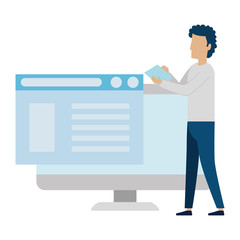 young man working with computer programmed