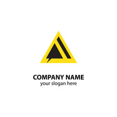 triangle logo design element with yellow and black color on white background, triangle logo design concept for company