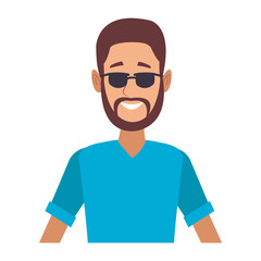 Young man face with sunglasses