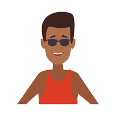 Young man face with sunglasses