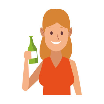 Woman with beer bottle
