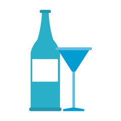 Vodka bottle and cocktail cup