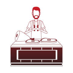 Butcher stand isolated red lines