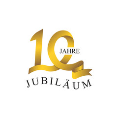10 JUBIL&Auml;UM JAHRE ribbon number gold