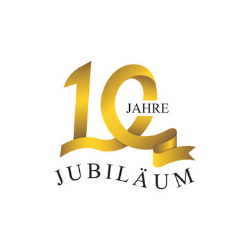 10 JUBILÄUM JAHRE ribbon number gold