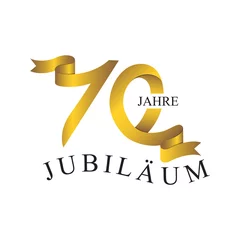 Deurstickers 70 JUBILÄUM JAHRE ribbon number gold © liarocer