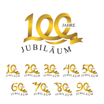 set JUBILÄUM JAHRE ribbon number gold