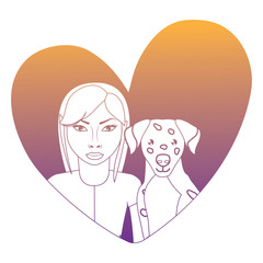 woman and dog design 