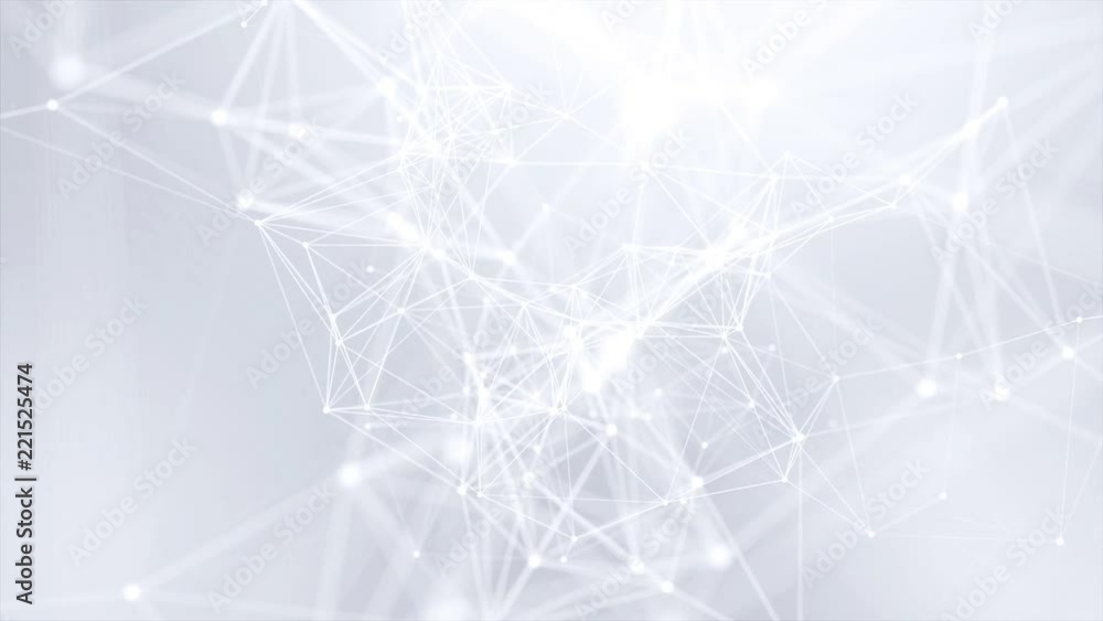 Poster 169. abstract low poly molecule and communication white bright technology connection structure socia
