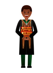 young man graduated with books