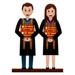 couple of graduates with books avatar character