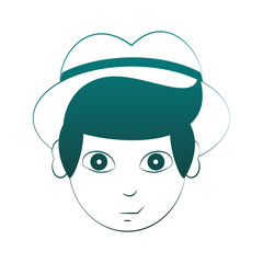 Bavarian man cartoon in blue lines