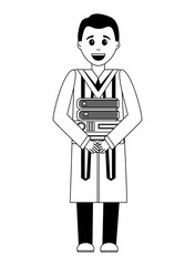 young man graduated with books