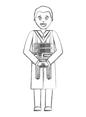 young man graduated with books