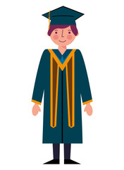graduate man with graduation robe and cap