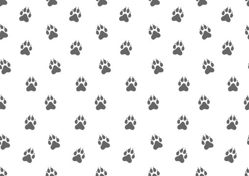Seamless pattern. Animal dog tracks. Vector illustration.